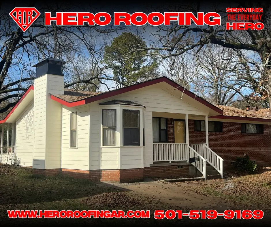 Asphalt shingle roof on a single-story house