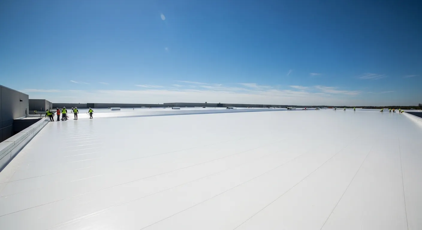 Commercial flat roof installation in Little Rock, AR by Hero Roofing