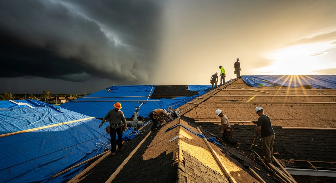 Storm damage roof repair in Central Arkansas by Hero Roofing